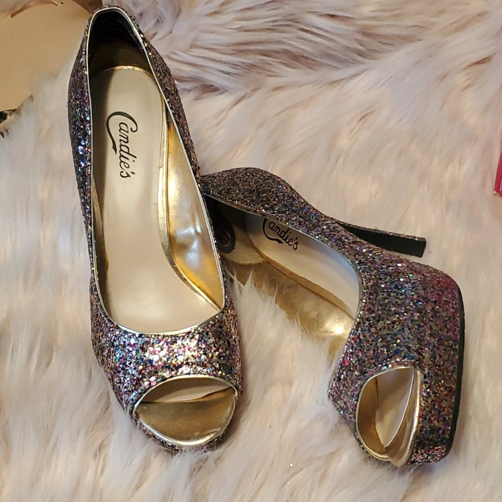 Candies size 9.5 multi glitter sparkle heel